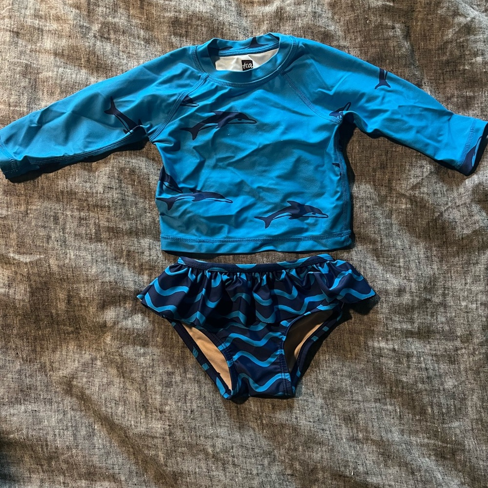 Tea Collection Blue Rashguard Swimsuit Top